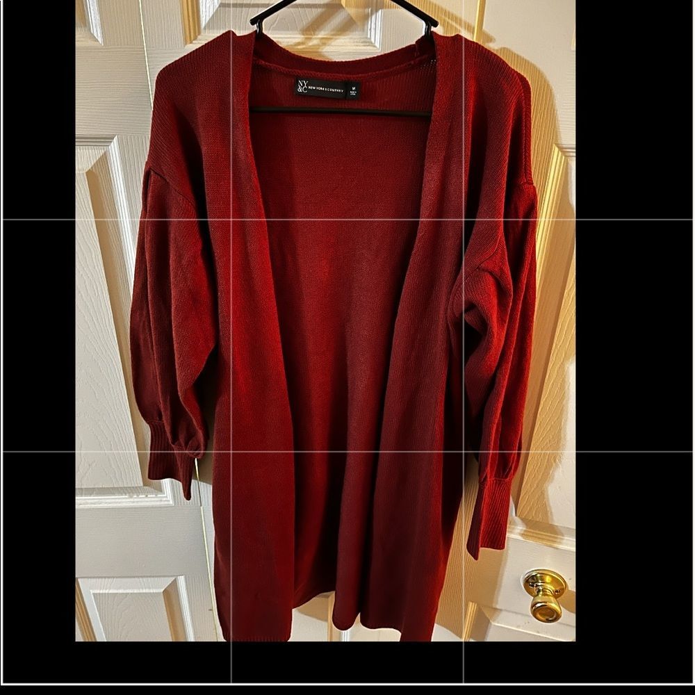 Burnt orange, balloon sleeve Cardigan from NY&COMPANY.  worn once